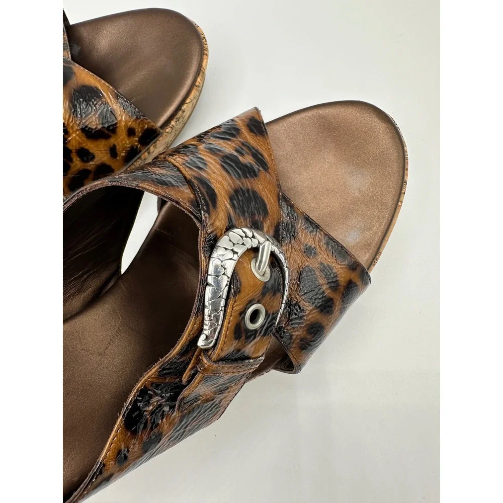 Brighton Summer Leopard Print Wedge Sandals Women's Size 9M Italy Silver - Picture 8 of 12